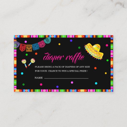 Laten we Fiesta Waterverf baby shower diaper raffl Informatiekaartje (Voorkant)