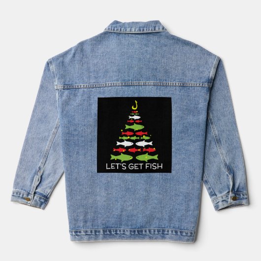 Laten we Fish Christmas-ontwerp krijgen voor 25 de Denim Jacket (Achterkant)