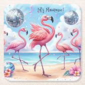 Laten we Flamenco! Birthday Beach Bash Kartonnen Onderzetters (Voorkant)