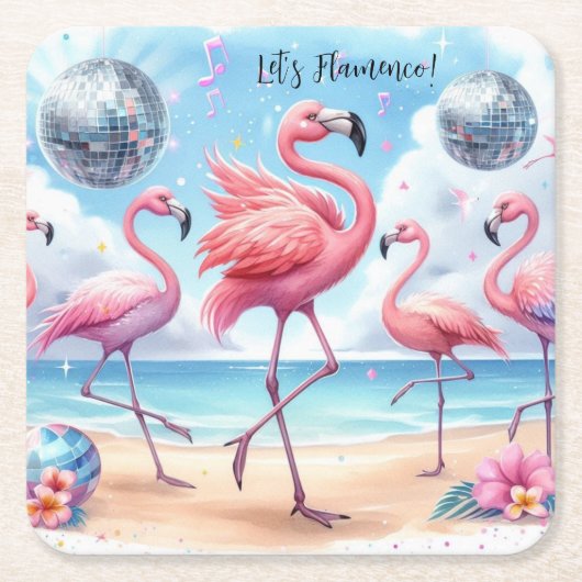 Laten we Flamenco! Birthday Beach Bash Kartonnen Onderzetters (Voorkant)