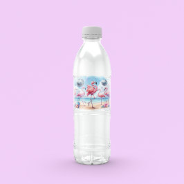 Laten we Flamenco! Birthday Beach Bash Waterfles Etiket