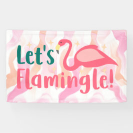 Laten we Flamingale met Flamingo Birds roze Spandoek