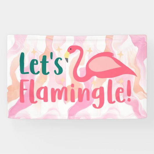 Laten we Flamingale met Flamingo Birds roze Spandoek (Horizontaal)