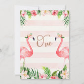 Laten we flamingeren flamingo 1e verjaardag uitnod kaart (Achterkant)