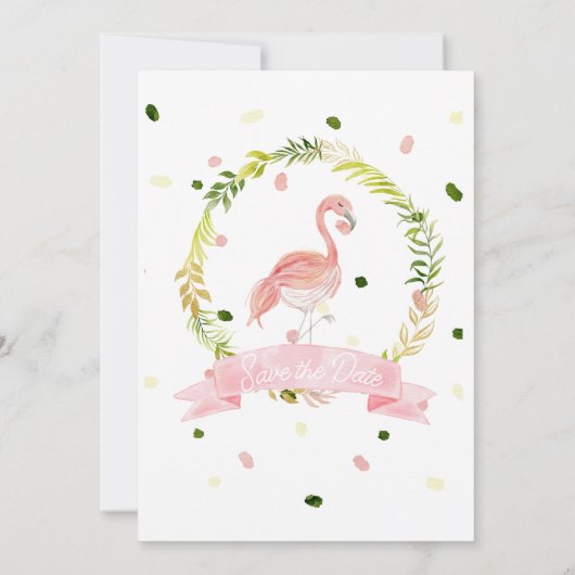 Laten we Flamingle 1e Verjaardag uitnodiging, Flam Kaart (Achterkant)