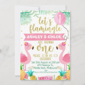 Laten we flamingle 1e verjaardag uitnodiging voor (Voorkant)