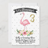 Laten we flamingle 3e verjaardag uitnodiging voor (Voorkant)