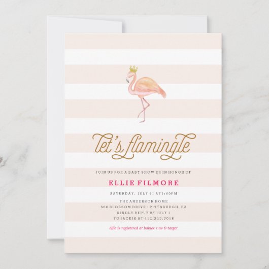 Laten we FLAMINGLE BABY SHOWER FLAMINGO UITNODIGIN Kaart (Voorkant)