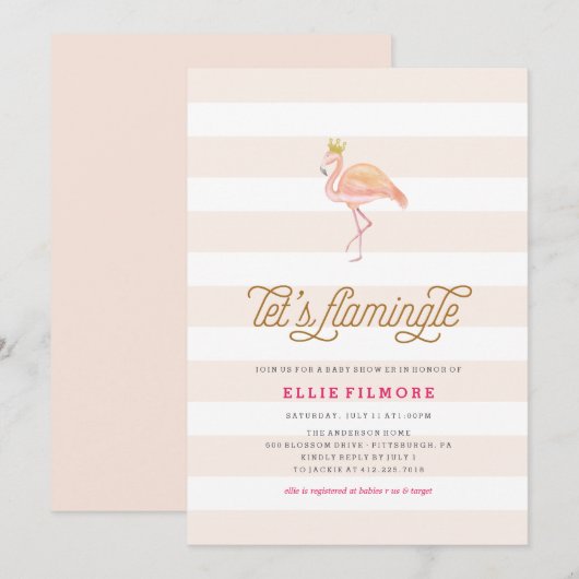 Laten we FLAMINGLE BABY SHOWER FLAMINGO UITNODIGIN Kaart (Voorkant / Achterkant)