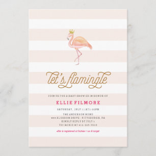 Laten we FLAMINGLE BABY SHOWER FLAMINGO UITNODIGIN Kaart