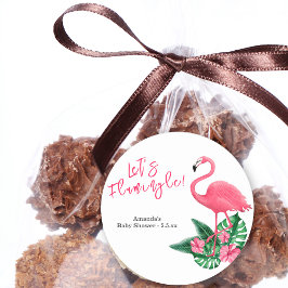 Laten we Flamingle! Baby Shower Ronde Sticker