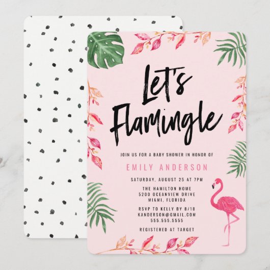 Laten we Flamingle | Baby Shower Uitnodiging (Voorkant / Achterkant)