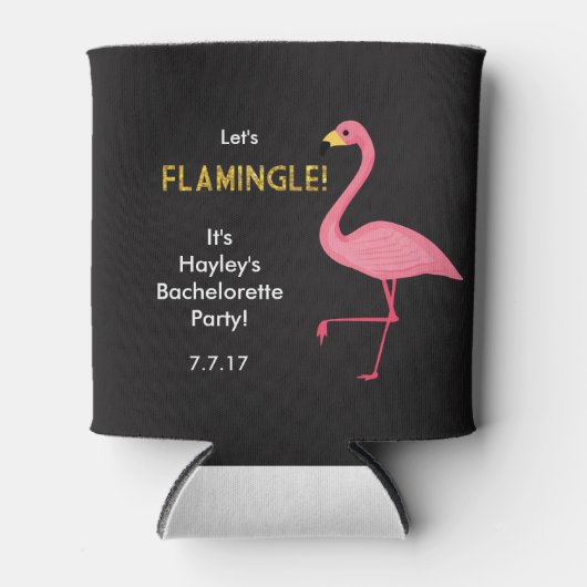 Laten we Flamingle Bachelorette Drink Houder Blikjeskoeler (Voorkant)