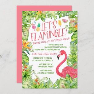 Laten we Flamingle Bachelorette Party laten vallen Kaart