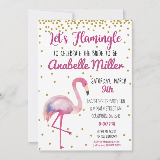 Laten we Flamingle Bachelorette Uitnodiging (Voorkant)
