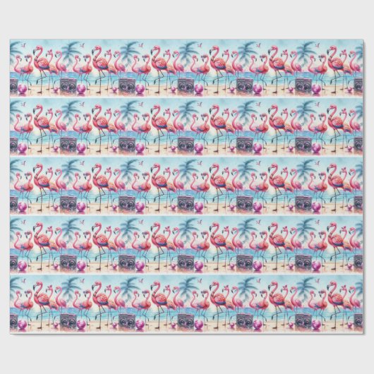 Laten we Flamingle Beach Birthday Bash Cadeaupapier (Vlak)