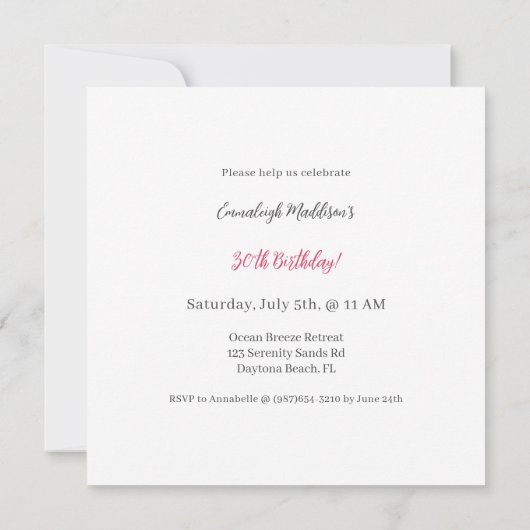 Laten we Flamingle Beach Party Verjaardag uitnodig Kaart (Achterkant)