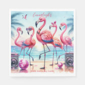 Laten we Flamingle Beach Party Verjaardagspapier Servet (Voorkant)