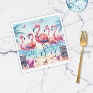 Laten we Flamingle Beach Party Verjaardagspapier Servet