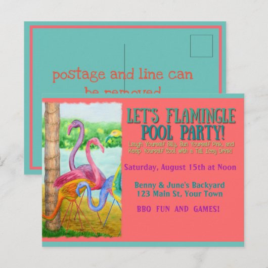 Laten we Flamingle! Briefkaart (Voorkant / Achterkant)