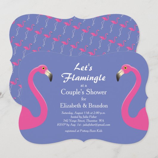 Laten we Flamingle Couple's Shower uitnodigen - pa Kaart (Voorkant / Achterkant)