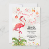 Laten we Flamingle en Jingle Tropical Flamingo Par Kaart (Voorkant)