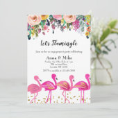 Laten we Flamingle Engagement Party Invitation Kaart (Staand voorkant)
