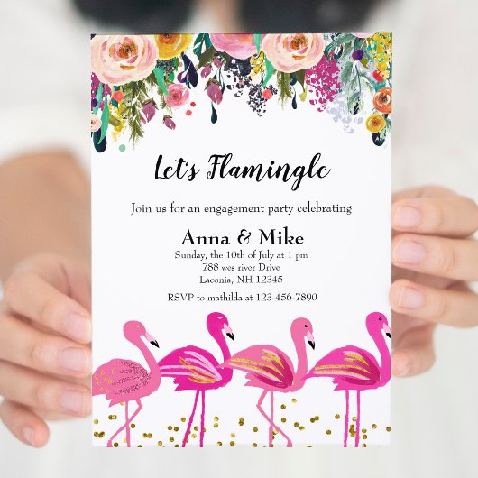 Laten we Flamingle Engagement Party Invitation Kaart