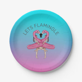 Laten we Flamingle Feest Drijvende Ombre Roze Papieren Bordje