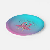 Laten we Flamingle Feest Drijver Ombre Roze Papieren Bordje (Gekanteld)