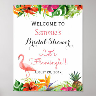 Laten we Flamingle Flamingo Bruidsdouche Bord Poster