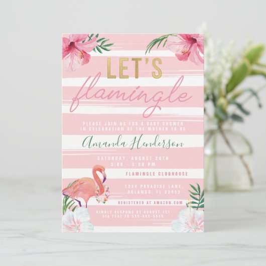 Laten we Flamingle Flamingo Invitation Kaart (Staand voorkant)