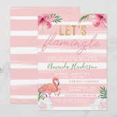 Laten we Flamingle Flamingo Invitation Kaart (Voorkant / Achterkant)