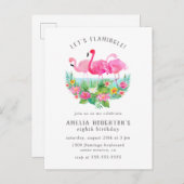 Laten we Flamingle Flamingo Lagoon Birthday Party Uitnodiging Briefkaart (Voorkant / Achterkant)