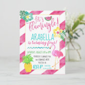 Laten we Flamingle Flamingo Party Invitation Kaart (Staand voorkant)