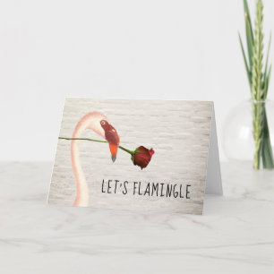 Laten we Flamingle Flamingo Roze Valentijn Kaart