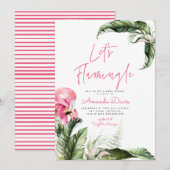Laten we Flamingle Flamingo Tropical Baby shower a Kaart (Voorkant / Achterkant)