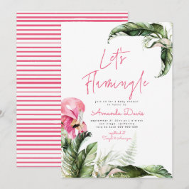 Laten we Flamingle Flamingo Tropical Baby shower a Kaart