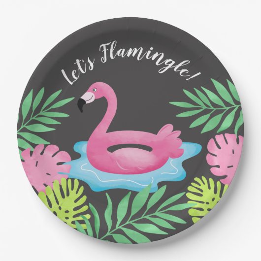 Laten we Flamingle Flamingo Tropical Paper Bord la (Voorkant)