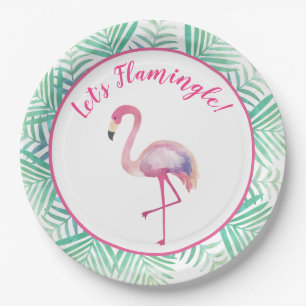 Laten we Flamingle Flamingo Tropical Paper Bord la