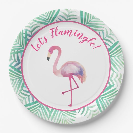 Laten we Flamingle Flamingo Tropical Paper Bord la (Voorkant)