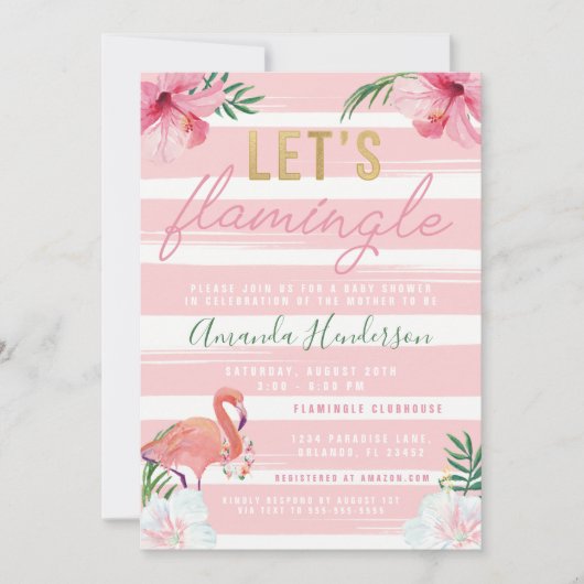 Laten we Flamingle Flamingo Uitnodiging (Voorkant)