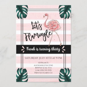 Laten we Flamingle   Flamingo Verjaardag Kaart