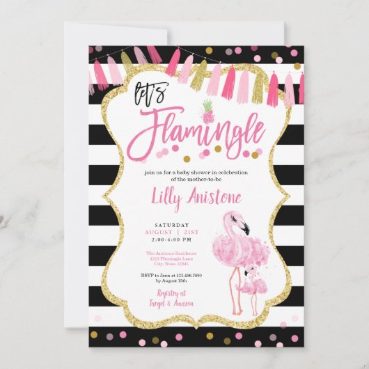 Laten we Flamingle Flamingo Waterverf Baby shower  Kaart (Voorkant)