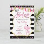 Laten we Flamingle Flamingo Waterverf Baby shower  Kaart (Staand voorkant)