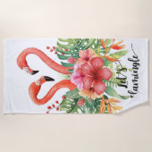 Laten we Flamingle Flamingo's  Strandlaken (Voorkant)