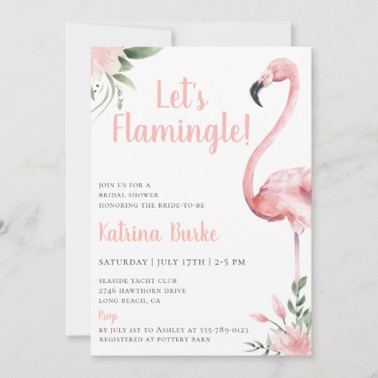 Laten we Flamingle Floral Vrijgezellenfeest Kaart (Voorkant)