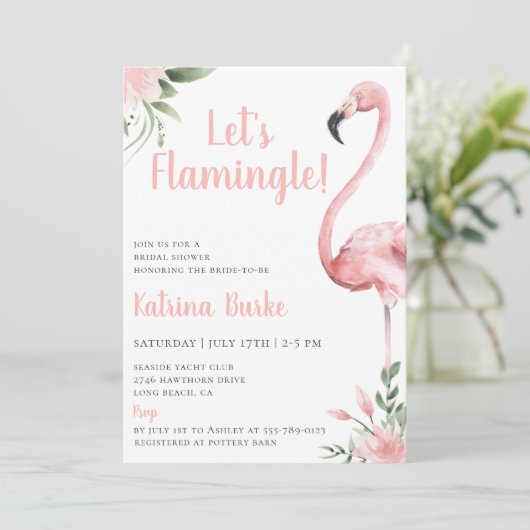 Laten we Flamingle Floral Vrijgezellenfeest Kaart (Staand voorkant)
