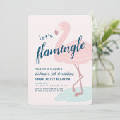 Laten we flamingle framingo meisje roze verjaardag kaart (Staand voorkant)