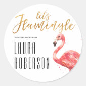 Laten we Flamingle Gold Glitter | VRIJGEZELLENFEES Ronde Sticker (Voorkant)